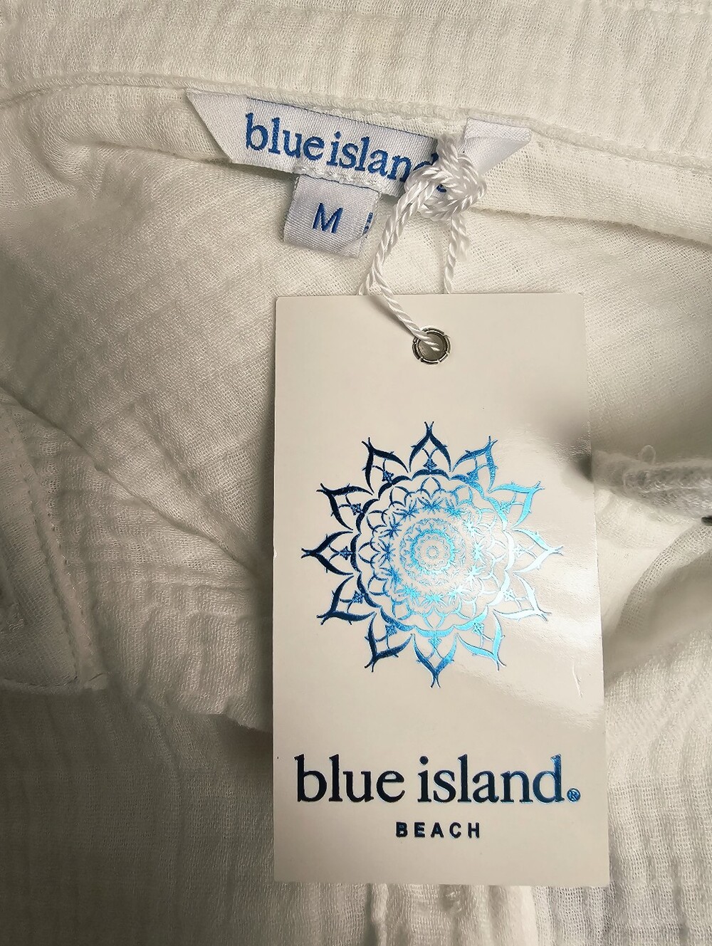 NWT Blue Island Beach Sun Surfing Club Cotton Gauze Shirt Coverup Size Medium - Picture 4 of 5